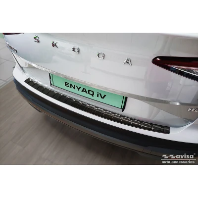 Afbeelding van Avisa Zwart RVS Achterbumperprotector passend voor Skoda Enyaq iV 2020 &#039;Ribs&#039;