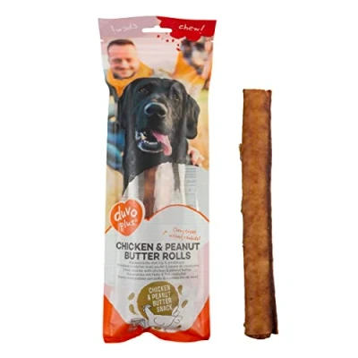 Afbeelding van Duvoplus Hondensnack Hond Chew! Kip &amp; Pindakaas Rolls L 25cm 2pcs / 290g 2st