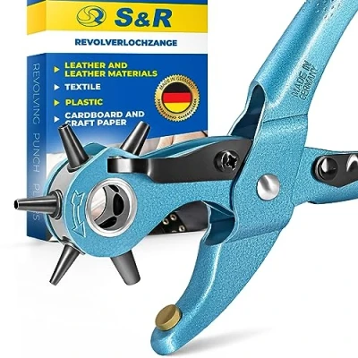 Afbeelding van S&amp;R Ponstangen Revolvertang/MADE IN GERMANY/Gaatjestang M 225 met 6 verwisselbare ponsbuizen 2 2,5 3 3,5 4 4,5 mm; Vario ponstanstang Riementang, Ponstang vor leer