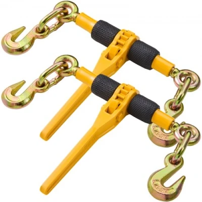 Afbeelding van VEVOR Ratelkettingmappen, 1/4&quot; 5/16&quot;, 2500 lbs veilige werkbelasting, 2 stuks laadmappen met grijphaken, spanbanden voor transportketting, zware trekketting ratelbanden platte