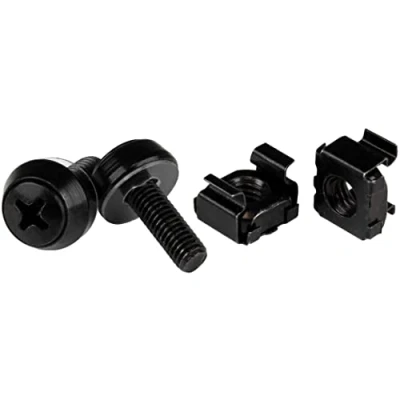 Afbeelding van StarTech.com M5 x 12mm schroeven en kooimoeren voor serverkast rack 50 stuks pak zwart