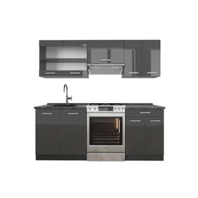 Afbeelding van Vicco Complete keukeneenheid R Line, Antraciet hoogglans/antraciet, 200 cm , WB