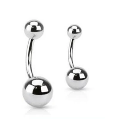Afbeelding van Bijoux by Ive® Navelpiercing Gebogen barbell met balletjes Zilverkleurig