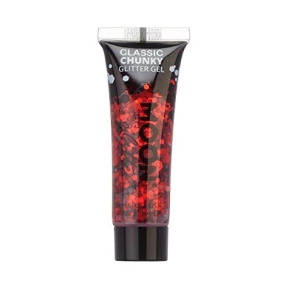 Afbeelding van Gel met klassieke grofkorrelige glitter van Moon 12 ml rood gezichtsverf