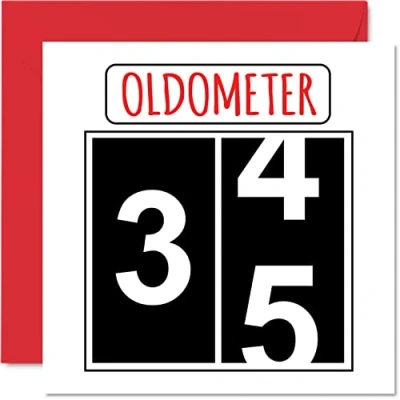 Afbeelding van Leuke 35e verjaardagskaarten voor mannen vrouw Oldometer Happy Birthday Card papa mama zoon dochter broer zus oom tante neef, 145 mm x wenskaarten, verjaardagskaart