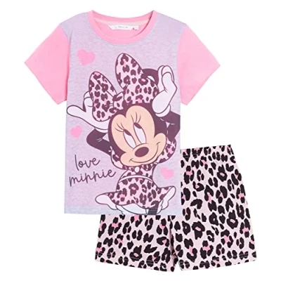 Afbeelding van Disney Minnie Mouse korte pyjama voor meisjes, pyjamaset kinderen, 2 delige zomernachtkledingset, roze, 3 4 jaar