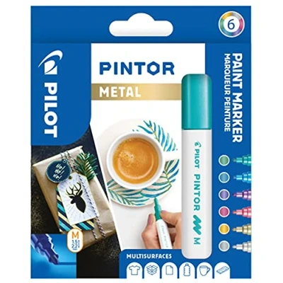 Afbeelding van Verfstift Pilot Pintor metalic 1.4mm ass etui à 6 stuks assorti