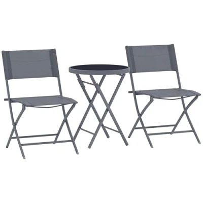 Afbeelding van Outsunny Buiten Bistroset Metaal 55x46x80cm Grijs