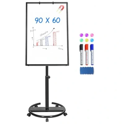 Afbeelding van Maxtek Draagbaar magnetisch en droog uitwisbaar mobiel whiteboard met ezel 90 x 60 cm (Zwart)