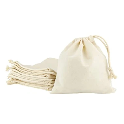 Afbeelding van LEVIATAN katoenen kleine zakjes met trekkoord, 10 stuks, 16 x 16,5 cm, cadeauzakjes, zakjes, voor sieraden, bruiloft, Kerstmis