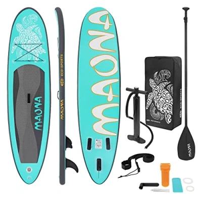Afbeelding van ECD Germany Opblaasbare Stand Up Paddle Board Maona 308 x 76 10 cm turquoise PVC tot 120 kg pompzakaccessoires SUP Surfboard verschillende modellen