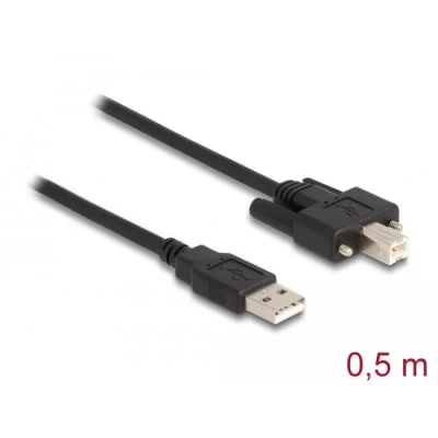 Afbeelding van Delock Kabel USB 2.0 Typ A Stecker zu B mit Schrauben 0,5