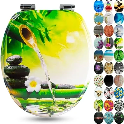 Afbeelding van Sanfino® Wc bril met houten kern en softclose mechanisme hoogwaardige kwaliteit vele kleurrijke motieven, comfortabele zitting, eenvoudige montage inclusief handleiding &quot;Garden Eden II&quot;