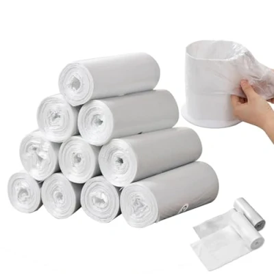 Afbeelding van Sadocom Kleine sterke vuilniszakken 300 tellen Bin Liners Badkamer Kantoor Auto Prullenbakken, Mini Prullenbak Vuilniszak voor Desktop Fit 3 liter Afvalbak Hondenpoep, Wit