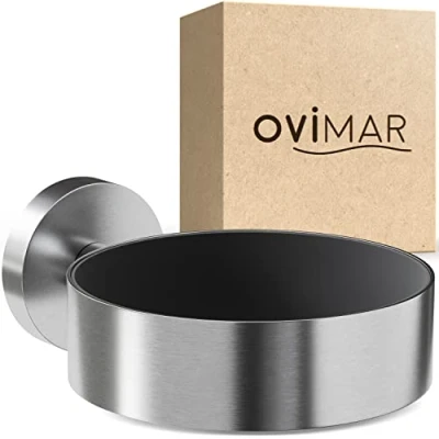 Afbeelding van ovimar föhnhouder Ronne roestvrij staal zilver met muurbevestiging om te boren föhnvulling in de badkamer perfect badkameraccessoire