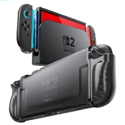 Afbeelding van Mumba Hoesje voor Nintendo Switch 2 (2025), Transparante Beschermende [Snel Los Joy Con Ontwerp] TPU Greep, Case NS Compatibel met 7,9 Inch, Vorstzwart