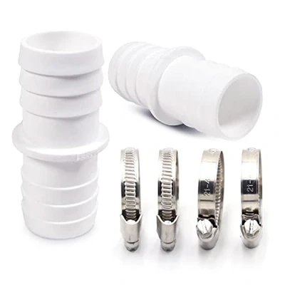Afbeelding van Set van 2 slangaansluitingen, met slangklemmen, zwembadslangadapter, dubbele slangaansluiting (2 x 38 mm set)