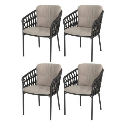 Afbeelding van Albareto dining tuinstoel antraciet rope Taste 4SO set van 4