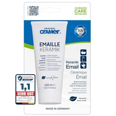 Afbeelding van Cramer® 30100DE emaille/keramiek intensieve reiniger (Email Star) zuurvrije, materiaalvriendelijke reiniging en verzorging voor douche badkuipen, wastafels van email, keramiek porselein