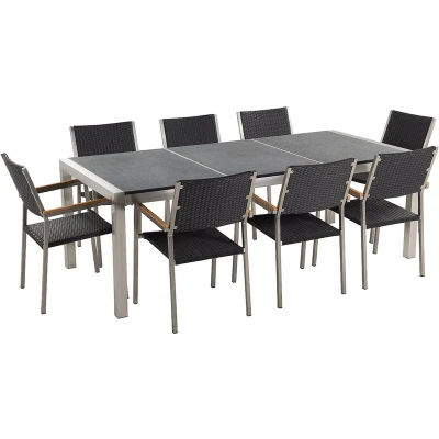 Afbeelding van Beliani GROSSETO Tuintafelset Grijs Graniet, RVS