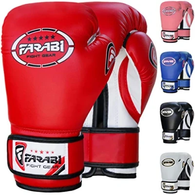 Afbeelding van Farabi Sports 6 oz 8 bokshandschoenen Kinder MMA Muay Thai Kickboxing Sparring bokszak training Junior (Red, oz)