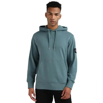 Afbeelding van Calvin Klein Jeans Heren BADGE HOODIE J30J323430, Pullover Hoodie, Blauw, XS, Blauw (Noord Atlantische Oceaan), XS