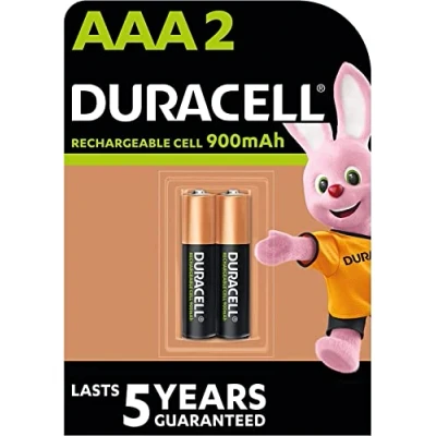 Afbeelding van 2 x Duracell AAA oplaadbare 900 mAh (1 blister met batterijen) ministijl batterijen