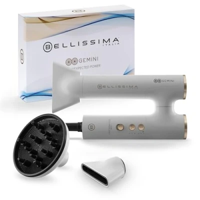 Afbeelding van Bellissima, Gemini Föhn, licht, compact, draaibaar handvat, digitale motor, ultrasterke luchtstroom, ionisator, 2 concentratoren en diffuser, 3 snelheden temperaturen