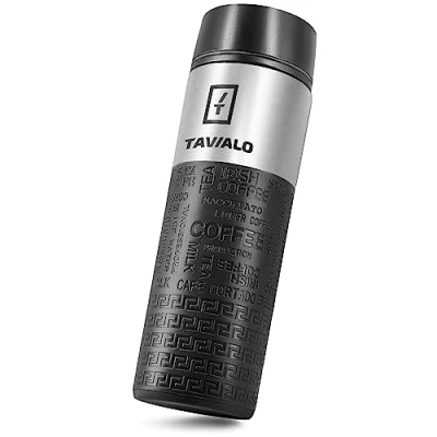Afbeelding van thermobeker isolatiebeker 380ml, koffie to go, inox roestvrij staal + 2 extra siliconen afdichtingen, gekleurd karton (zwart)