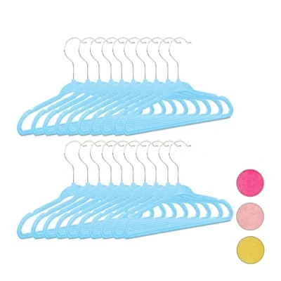 Afbeelding van Relaxdays kledinghangers kind 20 stuks babykledinghanger kunststof kledinghanger turkoois