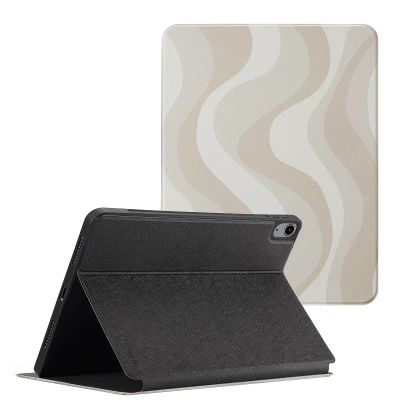 Afbeelding van Apple iPad Air 4 (2020) Hoes: Selencia Vivid Tablethoes Bookcase Desert Waves Beige Kunstleder Tablet Hoezen