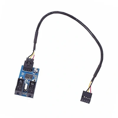 Afbeelding van iHaospace USB Hub intern, 2.0 9 polige header 1 tot 2 Extension Splitter Adapter 30 cm naar / moederbord uitbreidingssleuf