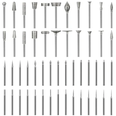 Afbeelding van Diamantfreesset, 52 stuks, diamant slijpstift, compatibel met Dremel schuuropzetstukken, roterende gereedschap, accessoires 3 mm schachtpasvorm, voor glas, edelsteen, jade detail, polijsten,