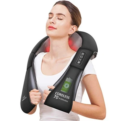 Afbeelding van Snailax Draadloos massageapparaat Shiatsu nekmassageapparaat met warmtefunctie, 4D roterende spierontspanning voor nek, schouder en rug, cadeau mannen, vrouwen, mama papa