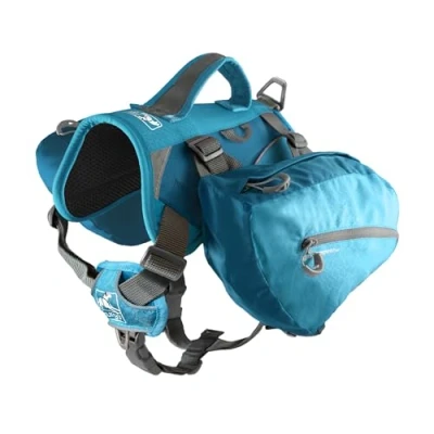 Afbeelding van Kurgo Big Baxter Hondenrugzak, wandelpakket voor honden, lichtgewicht, reflecterend, kustblauw