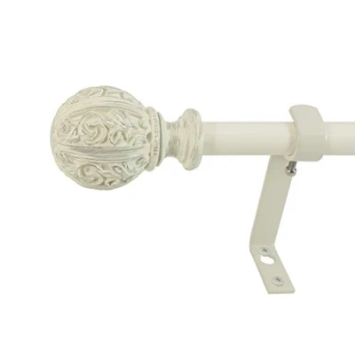 Afbeelding van Decopolitan 29992 26DW Leaf Ball 5/8&quot; gordijnroede set, 61 tot 112 cm, distressed ivoor