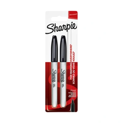 Afbeelding van Viltstift Sharpie rond 0.9mm zwart blister à 2 stuks