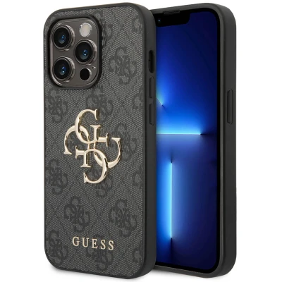 Afbeelding van Guess PU 4G Metal Logo case iPhone 14 Pro Max grijs GUHCP14X4GMGGR