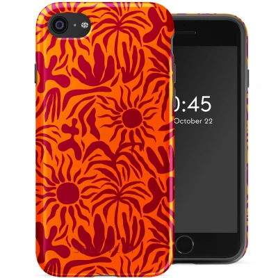 Afbeelding van Selencia Hoesje Geschikt voor iPhone SE (2022) / (2020) 8 7 Vivid Backcover Tropical Vibes Apricot