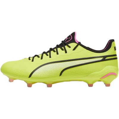 Afbeelding van Puma KING Ultimate FG/AG Voetbalschoenen met kunststof noppen, Heren, Maat: 43, Electric lime/black/poison pink Textiel/ synthetisch