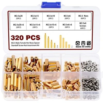 Afbeelding van Knpwer 320 stuks M2.5 standoff messing zeskant spacer schroeven afstandhouder noer, schroefdraadzuil PCB moederbord assortiment kit