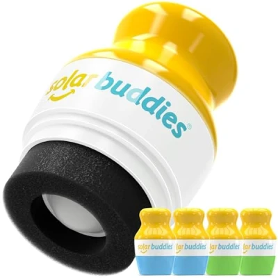 Afbeelding van Quad Pack Of Solar Buddies Refillable Roll On Sponge Applicator for Kids, Adults, Families, Travel Size Holds 100ml Friendly Sunscreen, Suncream and Lotions (BBGG Set)