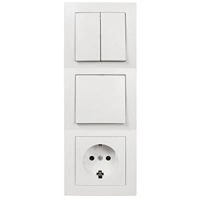 Afbeelding van MC POWER Wandstopcontact met schakelaarset, Flair, deur 3 voudig, 4 delig, dubbele wisselschakelaar, lichtschakelaar stopcontact, framecombinatie wit, mat