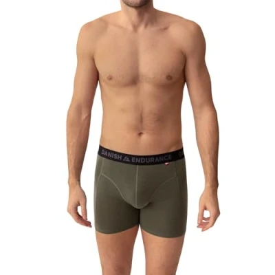 Afbeelding van DANISH ENDURANCE Merinowollen Boxershort Heren, Thermoondergoed, Ultrazacht, met TENCEL™, Groen Melange, M