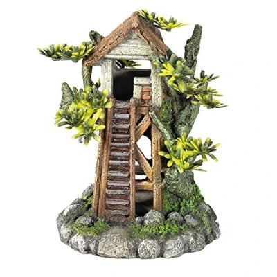 Afbeelding van Nobby Aquarium Ornament Boomhuis Bruin Grijs Groen 12,2 x 9,2 15,5 cm