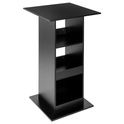Afbeelding van WOLTU BT36sz Bartafel, bistrotafel, statafel, keukentafel, toontafel, hoekige tafel met 3 planken, voor bar, keuken, woonkamer, gemaakt van hout, tafelhoogte 112 cm, zwart