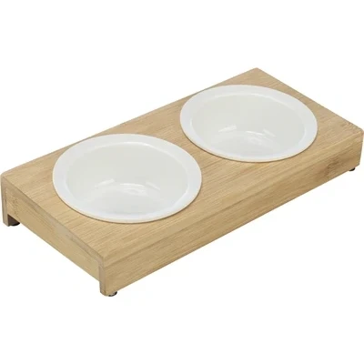 Afbeelding van Trixie Voerbak Waterbak Set Keramiek / Bamboe