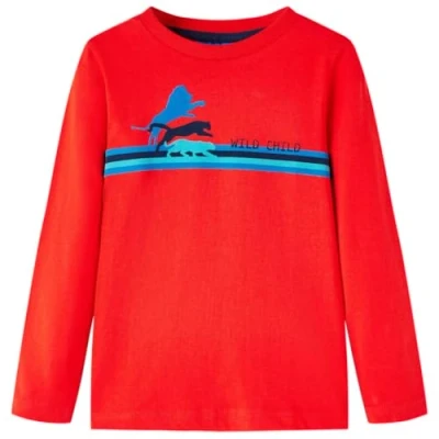 Afbeelding van Kindershirt met lange mouwen wilde dierenprint 104 rood