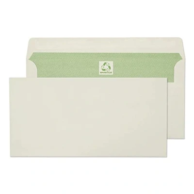 Afbeelding van Blake Pure Environmental DL 110 x 220 mm 90 g/m² flora gerecyclede portemonnee zelfsluitende enveloppen (RE3258) natuurlijk wit pak van 500