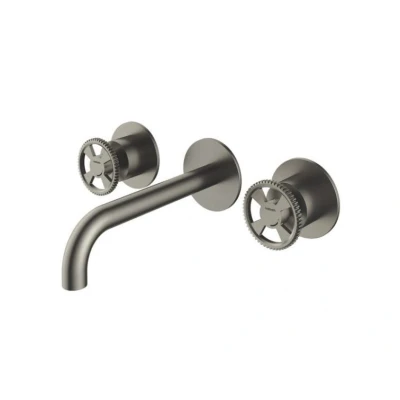 Afbeelding van HotBath Cobber @Work afbouwdeel voor inbouw wastafelmengkraan met uitloop 18 cm Geborsteld nikkel CW005TEXT18GN Minimalistisch design